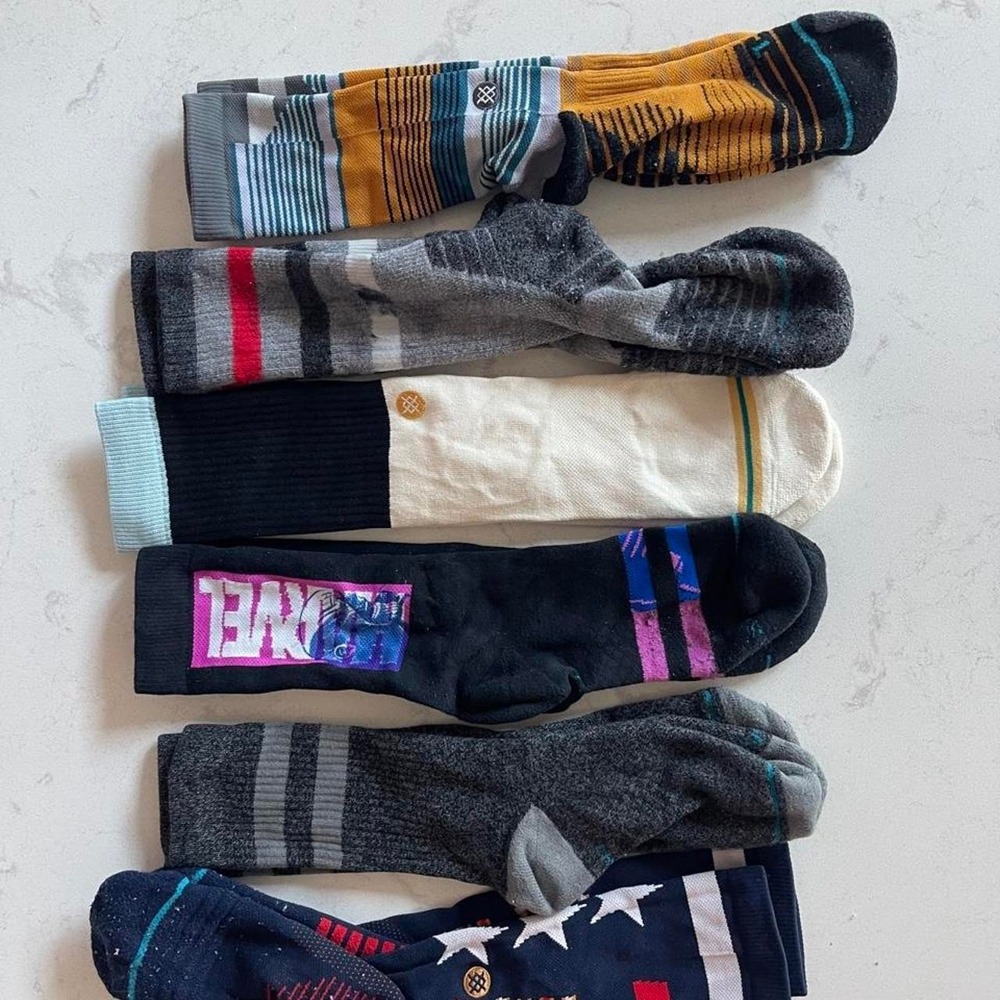 Stance Mens Crew Socks Bundle Lot of 6 Marvel Stars Stripes Geometric Patterns